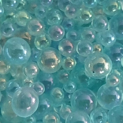 BLUE ICE Iridescent Glass Bubble Beads no hole 0.6 - 3mm / 50g jar
