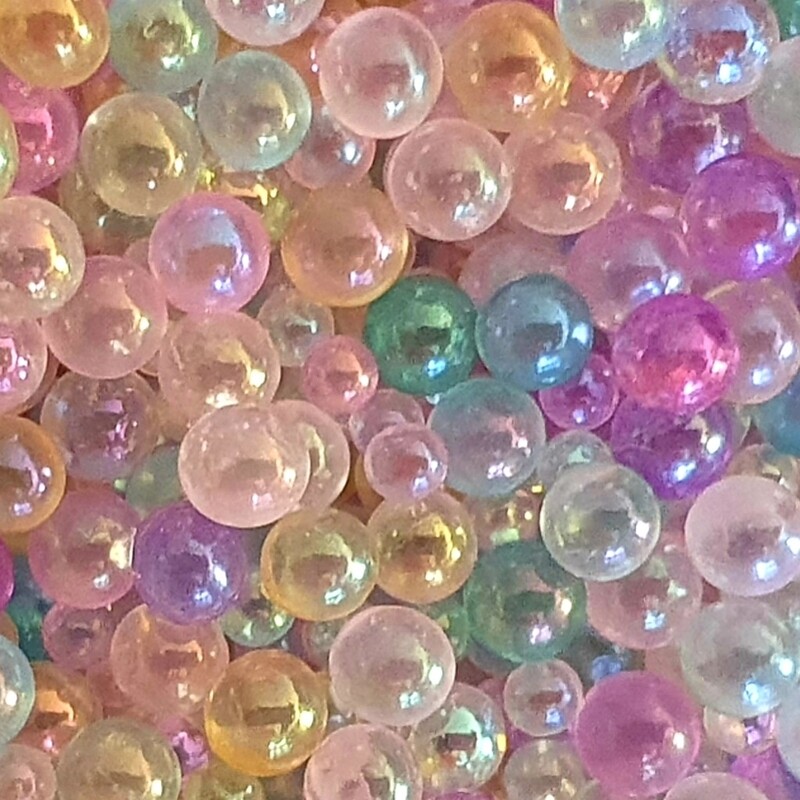 RAINBOW Iridescent Glass Bubble Beads no hole 0.6 - 3mm / 50g jar