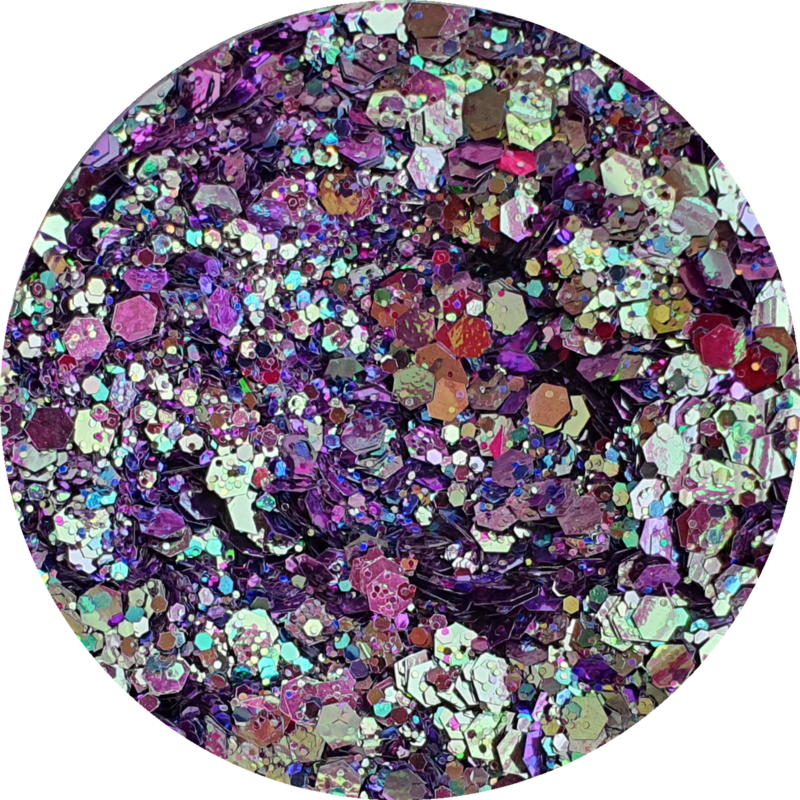 Chameleon Glitter  TEAL/PURPLE/SILVER 30g window ziplock bag