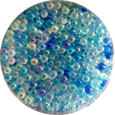 COOL WATER Iridescent Glass Bubble Beads no hole 0.6 - 3mm / 50g jar