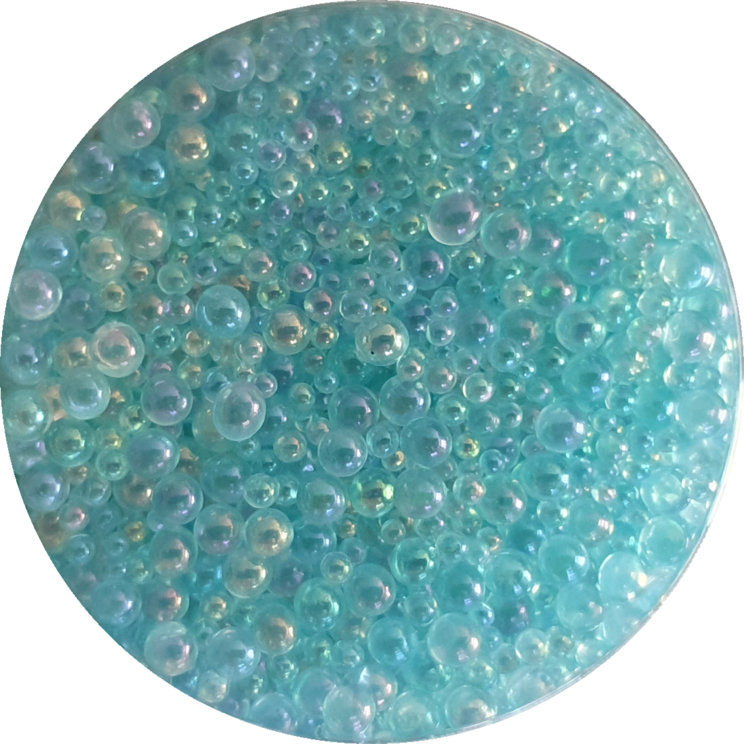 BLUE ICE Iridescent Glass Bubble Beads no hole 0.6 - 3mm / 50g jar