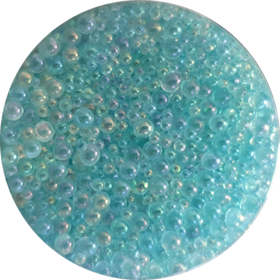 BLUE ICE Iridescent Glass Bubble Beads no hole 0.6 - 3mm / 50g jar
