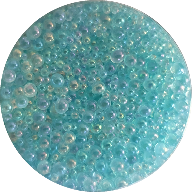 BLUE ICE Iridescent Glass Bubble Beads no hole 0.6 - 3mm / 50g jar