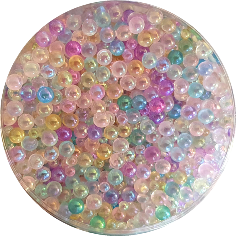 RAINBOW Iridescent Glass Bubble Beads no hole 0.6 - 3mm / 50g jar