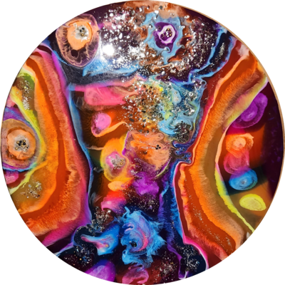 FLUROMANIA RESIN PAINTING ON MDF BOARD 35CM X 1CM ORIGINAL S.DANCKS ART