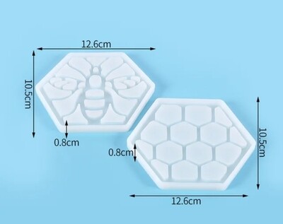 BEE AND HONEYCOMB COASTERS SILICONE MOLD Set of 2