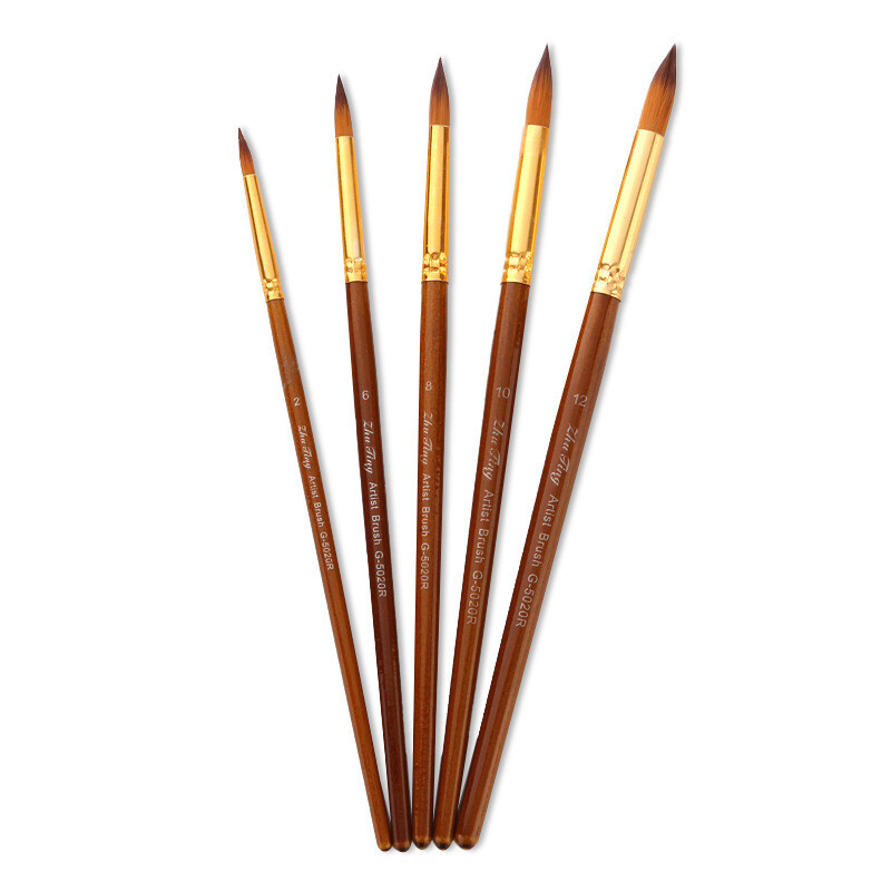 5 Linen paint  Brush Nylon Hair  Brush Set, Model: G-5020r -5 linen tips