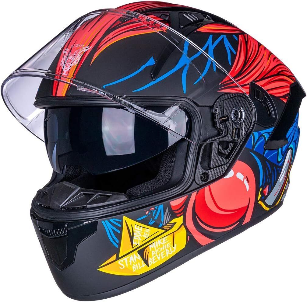 VCOROS X9 Casco de motocicleta de cara completa con visera interior y Bluetooth Space CERT DOT