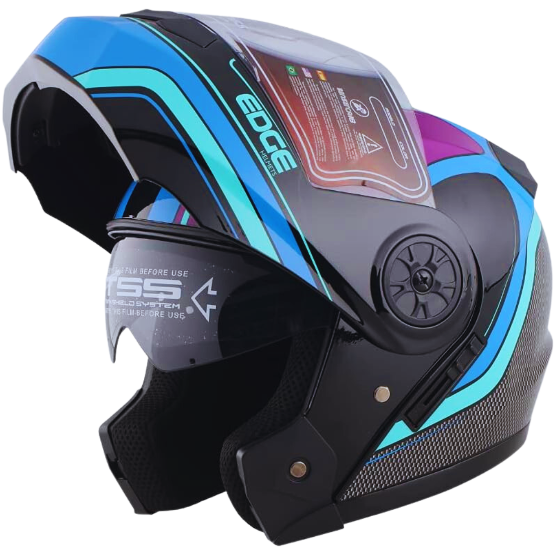 CASCO Motocicleta COMPLETO ABATIBLE Marca EDGE CERT DOT