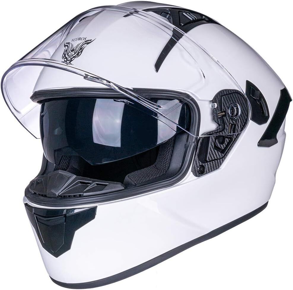 VCOROS X9 Casco de motocicleta de cara completa con visera interior y Bluetooth Space CERT DOT