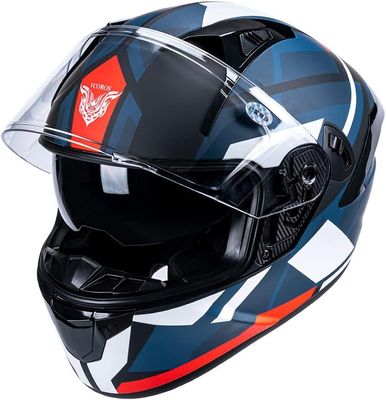 VCOROS X9 Casco de motocicleta de cara completa con visera interior y Bluetooth Space CERT DOT
