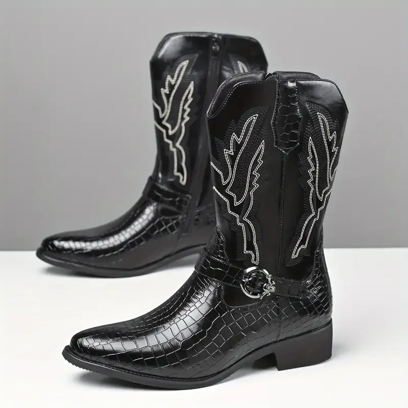 Mioeert Men's Vintage Cowboy Wide-Fit Boots 2 Colors