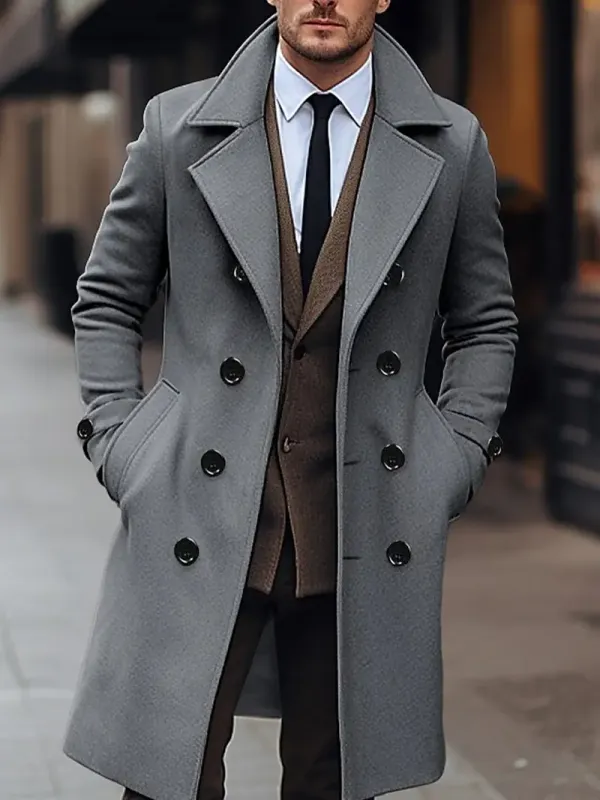 Men's Formal & informal Winter Coat Jacket - Double-Breasted In 3 Colors