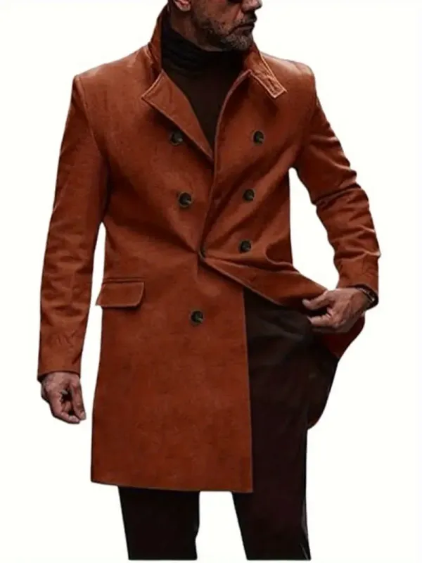 Men's Winter Tweed Coat- Casual Double-Breasted In 4 Colors