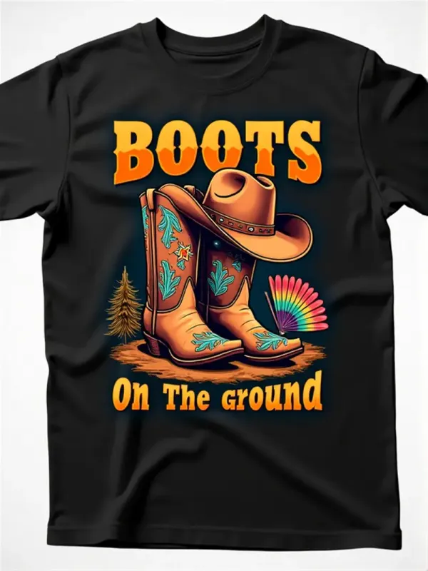 Men's Western Boots On The Ground Graphic T-Shirt