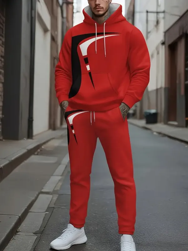 Men's Plus Size Hoodie And Trousers Suits