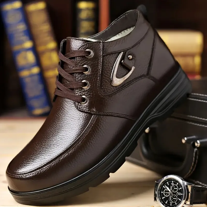 Men's High Top Genuine Leather Snow Boots