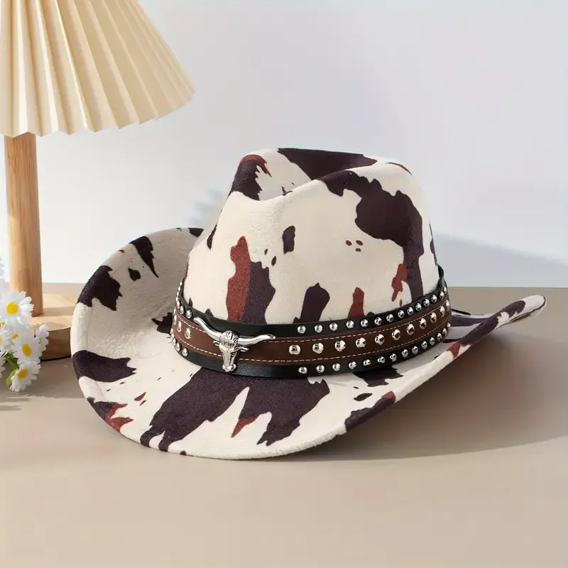 Unisex Western Cowboy/ Felt Hat With Studded Band