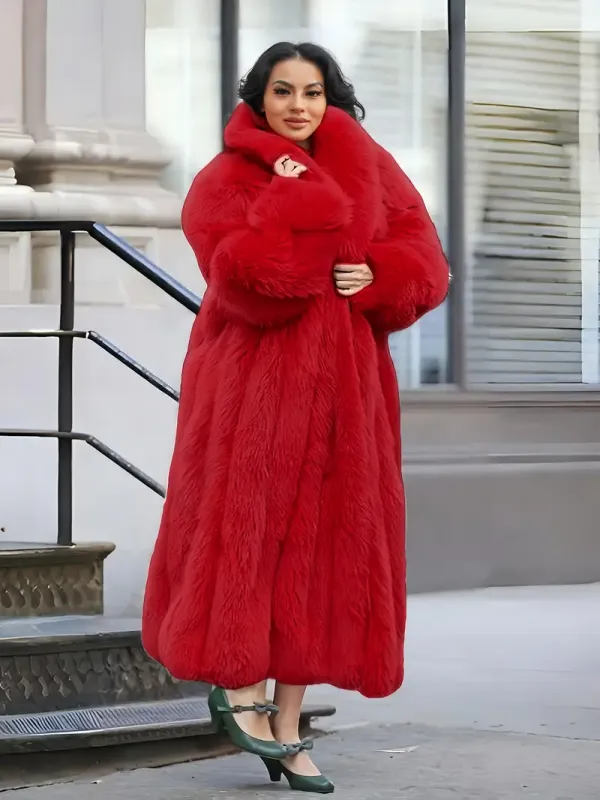 Women's Curvey Long Faux Fur Coat for Women In 3 Colors