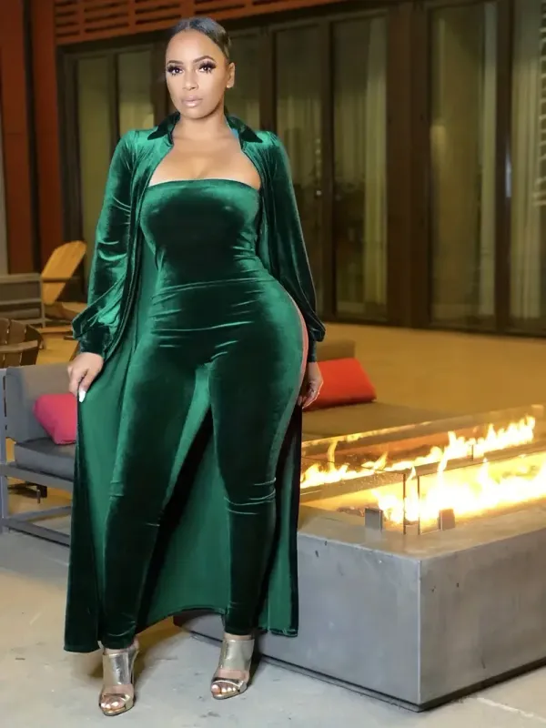 Women's Strapless Jumpsuit With Jacket In 2 Colors