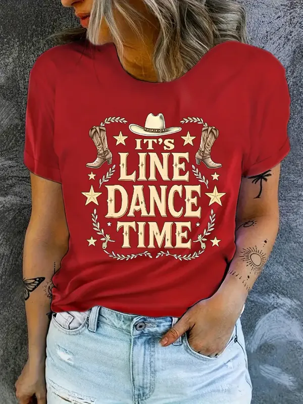 Women's "Its Line Dance Time" Graphic T-Shirt