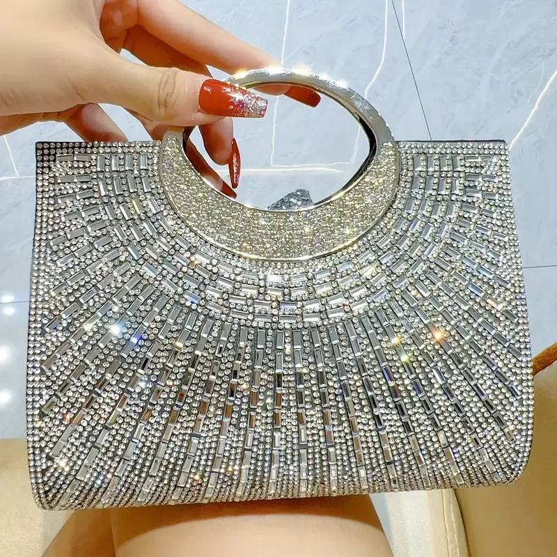 Glittering Rhinestone Evening Clutch  In 3 Beautifil Colors