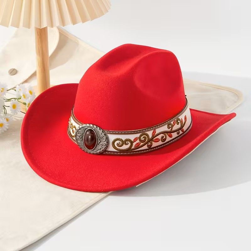 Women's Cowboy Hats Gemstone Inlaid In 4 Colors
