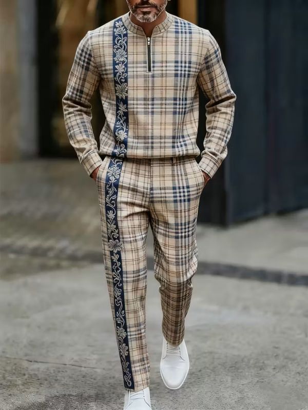 Men's Retro 2 Pc Plaid Set