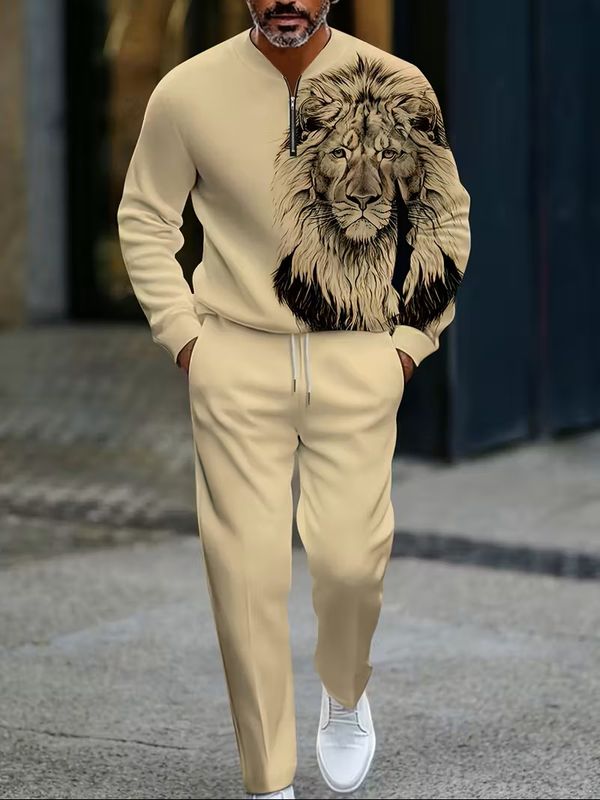Men's Pants Suit With Lion Head On One Shoulder