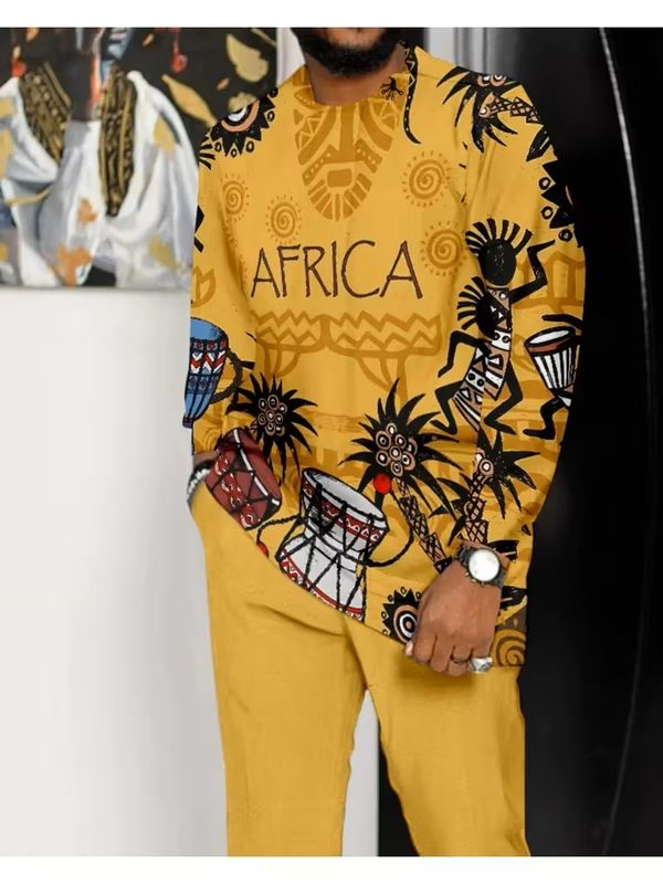 Men's African-Inspired Shirt & Pants Set
