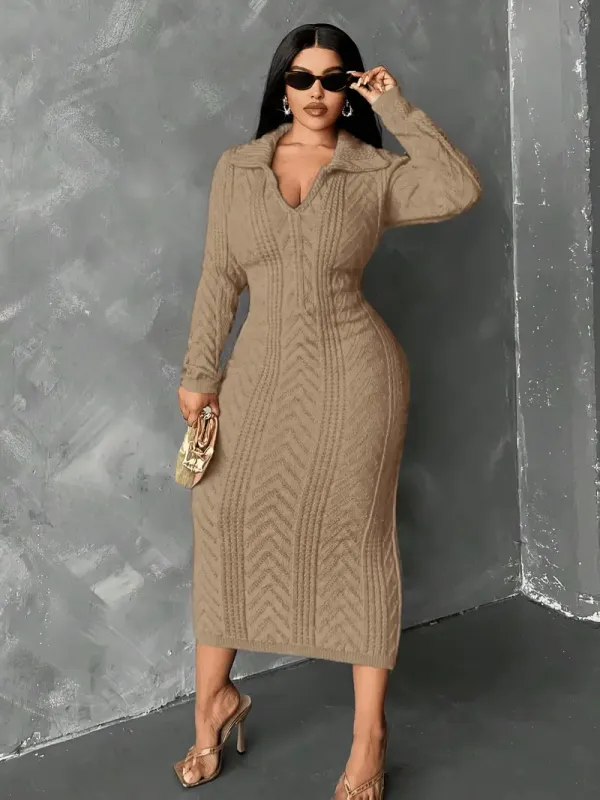 Curvey Women's Soft Sweater Dress In 6 Colors