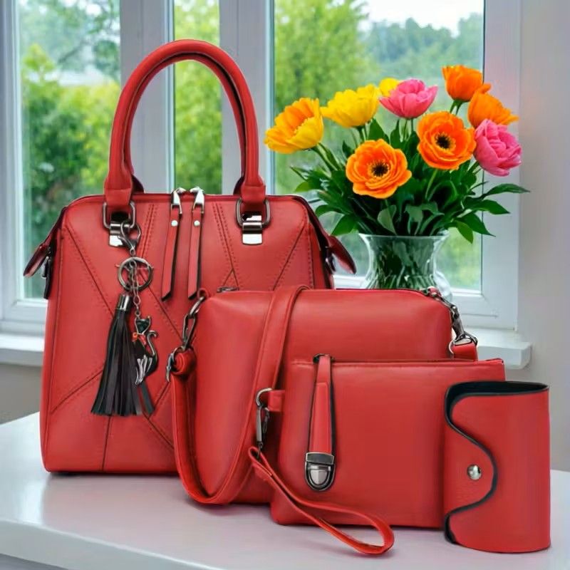 Beautiful 4pcs Set PU Minimalist Style Women's Bag Set
