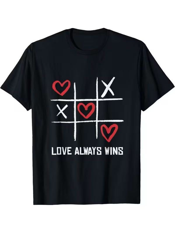 UNisex Tee Love Always Wins Tic-Tac-Toe ' & O' T-Shirt - 2D Heart