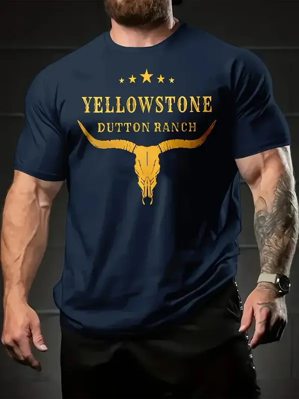 Men's Western T-Shirt - Yellowstone Dutton Ranch Print