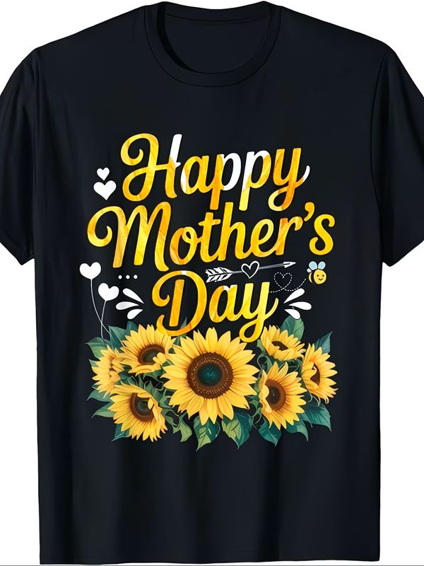 Mother'S Day T-Shirt, Round-Neck Black T-Shirt