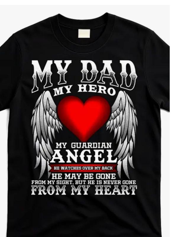 Unisex  Father's Day Tee with Wings and Heart Graphic
