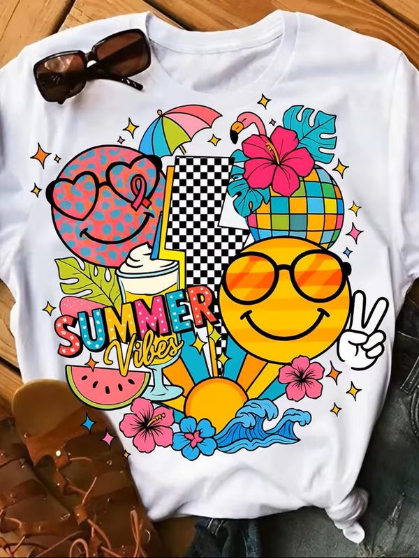 Ladies Vintage Summer Graphic T-Shirt