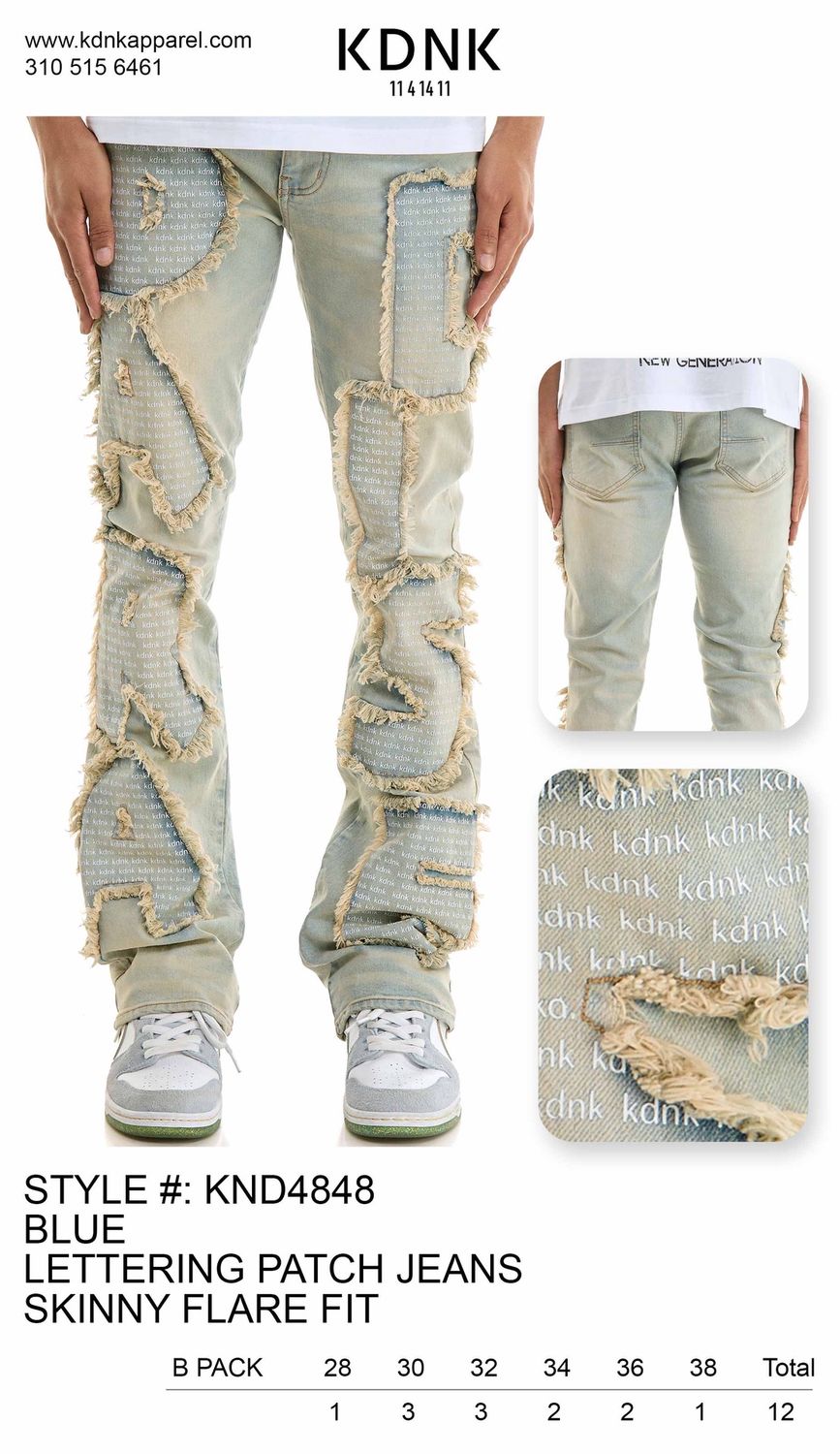 kdnk lettering patch jeans
