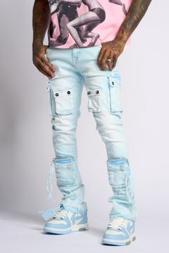 PHEELING ALONE" STACK CARGO DENIM