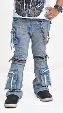 ELITE Ocean Rhinestone+Chain Kids Jeans