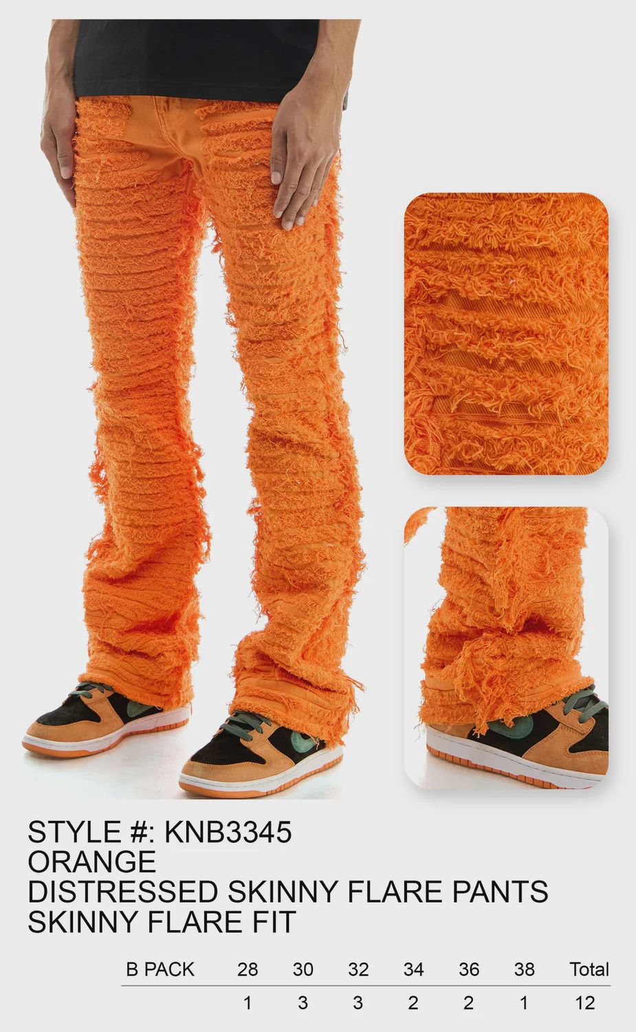 KDNK DISTRESSED SKINNY FLARE PANTS