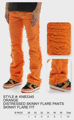 KDNK DISTRESSED SKINNY FLARE PANTS