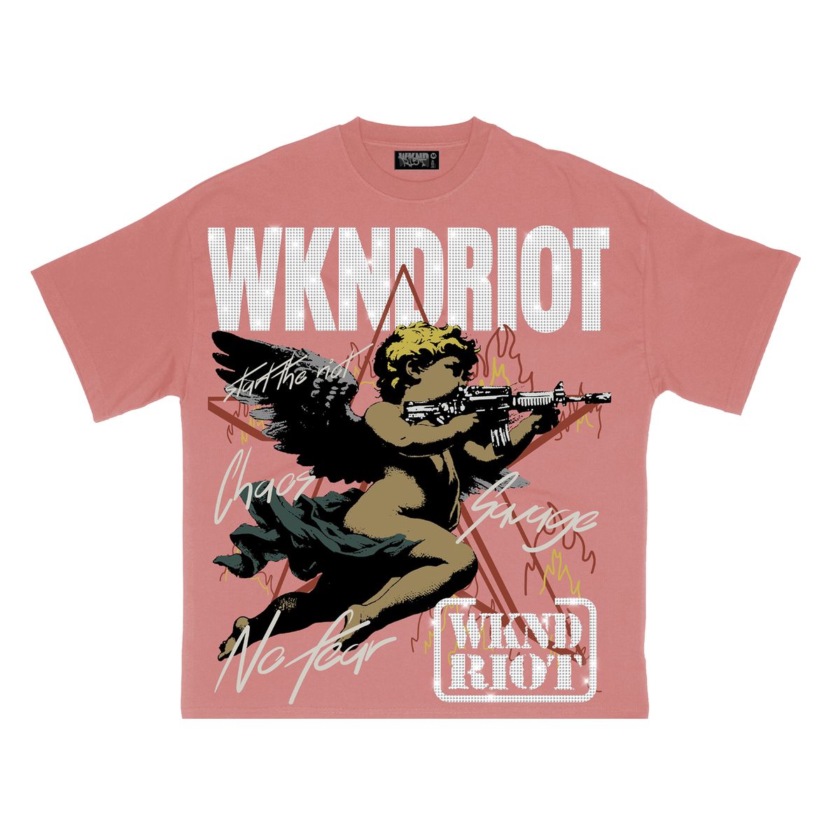 WKND RIOT NO FEAR PEACH W/ RHINESTONE