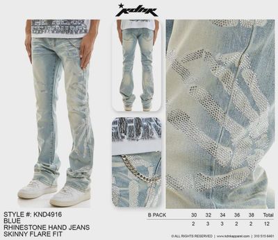 KDNK RHINESTONE HAND JEANS