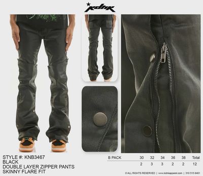 KDNK DOUBLE LAYER ZIPPER PANTS