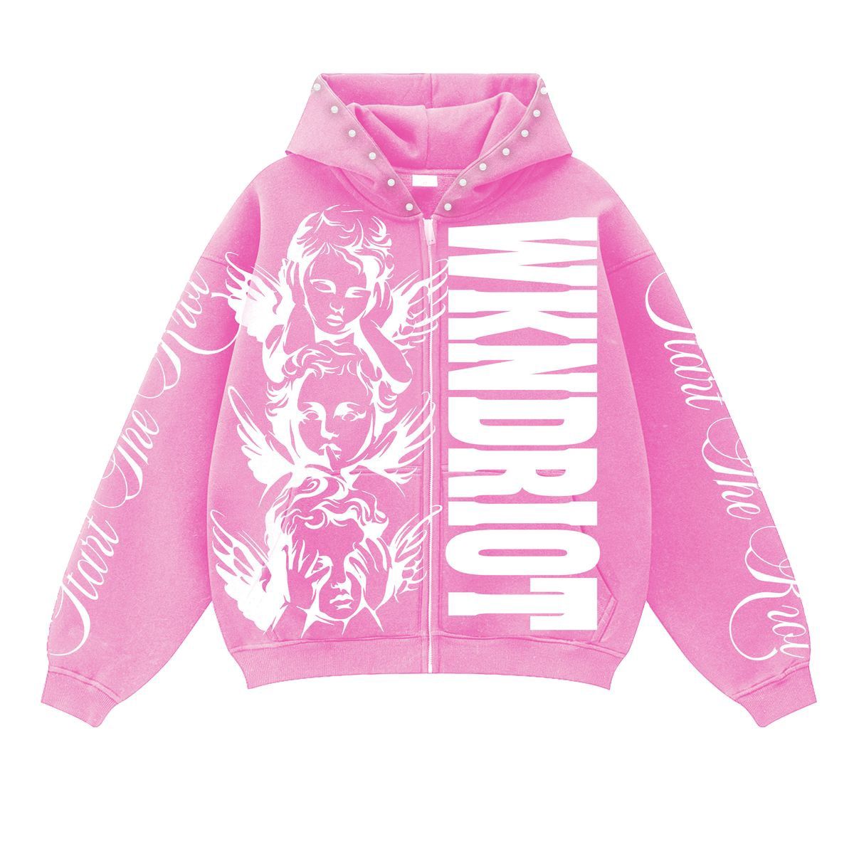 WKND RIOT START THE RIOT HOODY (RHINESTONES)