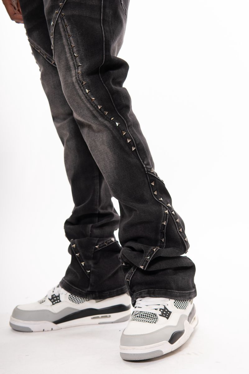 VICIOUS EMBELLISHED RHINESTONE FLARED DENIM
