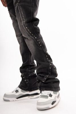 VICIOUS EMBELLISHED RHINESTONE FLARED DENIM