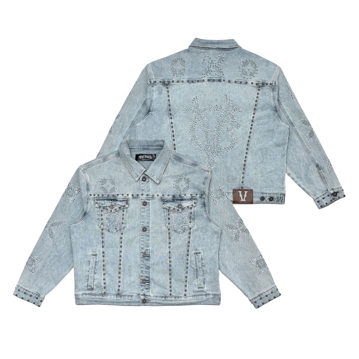 VICIOUS EMBELLISHED RHINESTONE DENIM JACKET