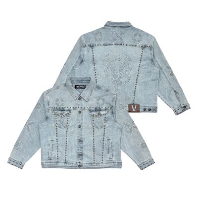 VICIOUS EMBELLISHED RHINESTONE DENIM JACKET